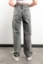 Women's Straight-Leg Jeans, 100% Cotton, Dye-Dyed Gray, Straight-Leg, High-Waisted - JB591-2516 - 3