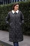 Women's Long Plush Collar Quilted Jacket - 5183 - 3