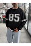 Siyah 85 Baskılı Oversize Sweatshirt PM-108