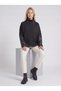 Women's Black Faux Leather Mock Neck Double-Zip Sweatshirt - 2