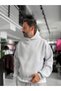 Light Gray Hooded Sweatshirt with Striped Detail by HM - 2