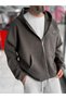 Khaki Waffle Zipper Hoodie HM-0012 - 8