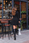 Women's long sleeve turtleneck modal mini dress with back zipper - 2