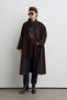 Long, Mock Neck Cashmere Melton Coat, Brown