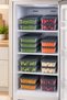 Set of 4 Freezer Storage Containers with Lids, Clear Refrigerator Organizers - 1 Liter - 3