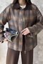 Mustard Collar Garnished Plaid Jacket - 4