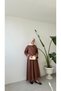 BLOUSE AND SKIRT SET WITH STRIPED DETAIL - BROWN - 3