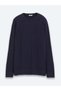 Navy Blue Crew-Neck Knit Sweater