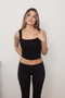 Women's Square Neck Basic Tank Top, Black - 26M 5002 - 3