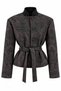 Black Patterned Belted Jacket - 2653