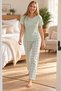 Modal Breathable Fabric Round-Neck Long-Sleeved Pajama Set 069