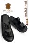 Genuine Leather Women's Slippers - Soft Thick Soled Genuine Leather Double Velcro Women's Slippers Black - 4