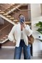 Fur-Trimmed Batwing Sleeve Knitted Cardigan