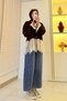 Premium Lace-Detailed, Ruched-Sleeve Knit Cardigan - Brown - 8