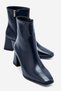 ARVEN Navy Leather Women's Block Heel Boots
