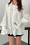 Ecru Satin Ruffled Shirt - 4