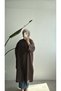 CHINESE-STYLE BUTTONED LINEN COAT - COFFEE