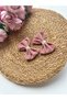 Lace trimmed velvet bow hair clip set of 2, powder pink.