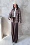 Mustard Collar Garnished Plaid Jacket - 3