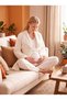 New Season Ecru Shawl Collar Fleece Winter Robe, Nursing-Friendly Design, Long-Sleeved Maternity and Postpartum Robe and Pajama Set - 3