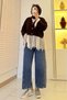 Premium Lace-Detailed, Ruched-Sleeve Knit Cardigan - Brown - 5