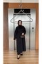 VELVET-COLLARED TRENCH COAT - BLACK - 7