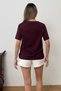 Women's V-Neck Modal Fabric Basic T-Shirt, Plum - MS0001587 - 5