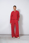 RED SOFT-TEXTURED CARDIGAN WITH HOOD AND ZIPPER - 3