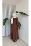 ASYMMETRICAL-CUT COTTON-LINEN SET - BROWN - 4