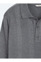 Gray Polo Neck Striped Knitwear Sweater - 2