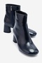 AUBERT Navy Blue Wrinkled Patent Leather Women's Heeled Boots