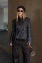 Black Patterned Belted Jacket - 2653 - 4