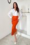 Orange Slit Ornamental Patchwork Skirt - 2