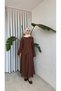 ASYMMETRICAL-CUT COTTON-LINEN SET - BROWN