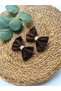 Lace trimmed velvet bow hair clip set of 2, brown.