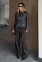 Black Patterned Belted Jacket - 2653 - 6