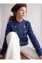 Vision New Season Girls' Blue Denim Jacket with Button Details - 2