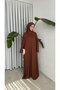 BUTTONED CHIFFON ABAYA - BROWN - 2