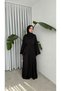 BUTTONED CHIFFON ABAYA - BLACK - 3