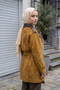 Suede Trench Coat with Leather Collar and Shoulder Details and a Belted Design, 530135, Camel - 3