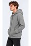 Men's Gray Hooded Full-Zip 3-Ply Winter Sweatshirt with Zippered Pockets - 6