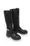 Black Backless Zipper Boots, Flexible, Thick Sole, Round Toe - 2