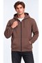 Men's Brown Hooded Full-Zip 3-Ply Winter Sweatshirt with Zippered Pockets - 5