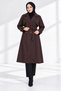 Women's Brown Buttoned Adjustable Sleeve Cuff Midi Length Belted Trench Coat NBFT016 - 4