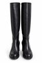Black Stretch Boots with Zipper, Round Toe - 2