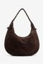Vesta Women's Shoulder Bag, Genuine Suede Leather, BROWN - 2