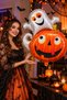 Halloween Ghost Pumpkin Foil Balloon, 80x60 cm, Orange and White Party Decorations