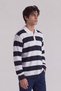 Thick striped long sleeve polo collar t-shirt - 4