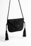 KNOX Black Suede Genuine Leather Women's Crossbody Bag