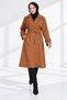 Women's Midi Length Trench Coat with Adjustable Sleeve Cuffs and Terracotta Color Buttons, Model NBFT016 - 3